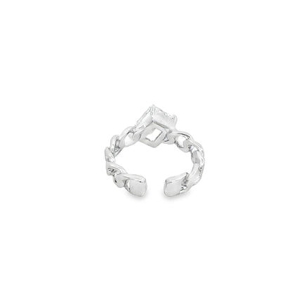 Princess Cut Chain-Link Statement Ring