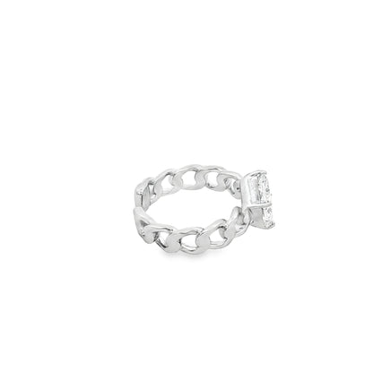 Princess Cut Chain-Link Statement Ring