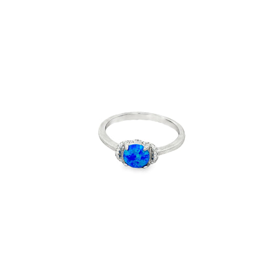Blue Opal Solitaire Ring