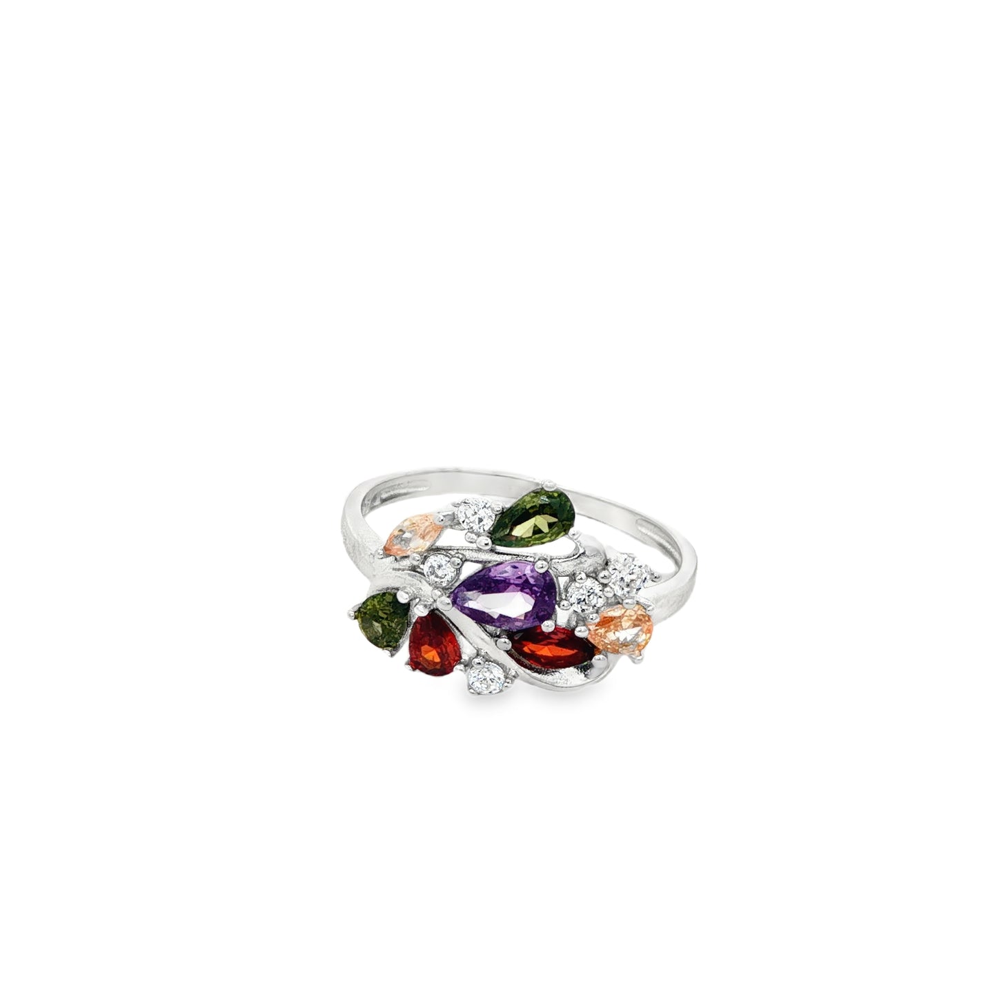 Multicolor Floral Cluster Ring