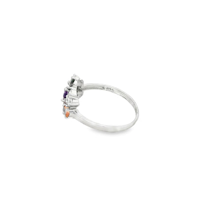 Multicolor Floral Cluster Ring