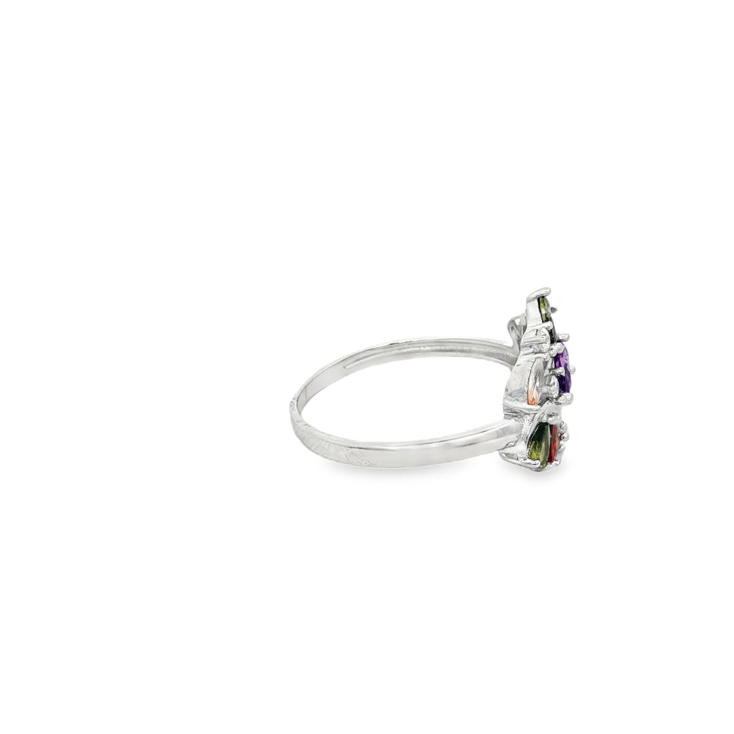 Multicolor Floral Cluster Ring