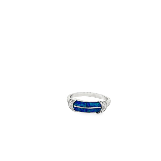 Blue Opal Inlay Designer Ring
