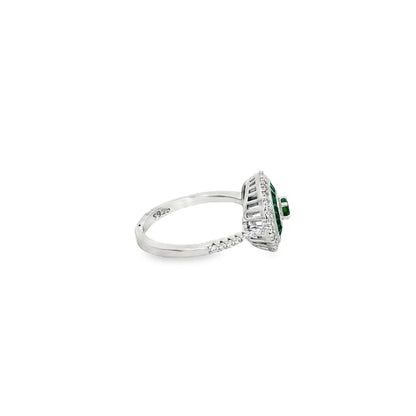 Emerald Halo Statement Ring