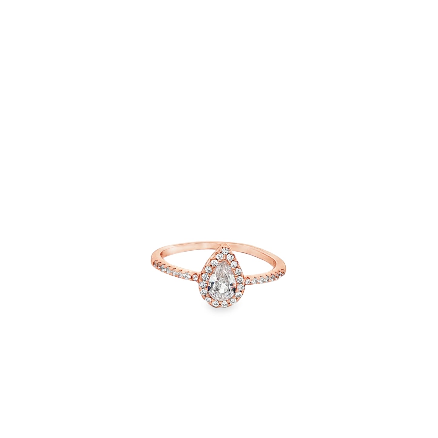 Rose silver  Pear Cut Halo Ring