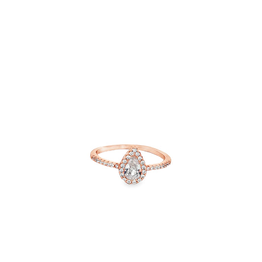 Rose silver  Pear Cut Halo Ring