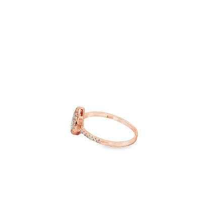 Rose silver  Pear Cut Halo Ring