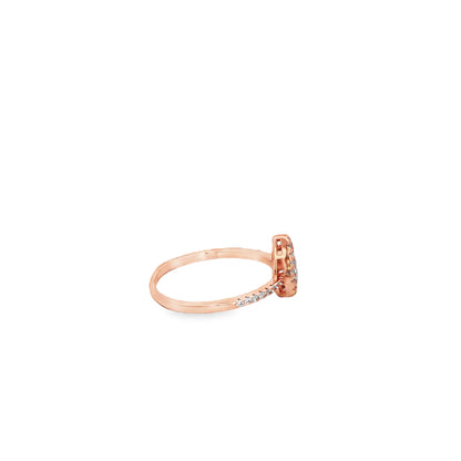 Rose silver  Pear Cut Halo Ring