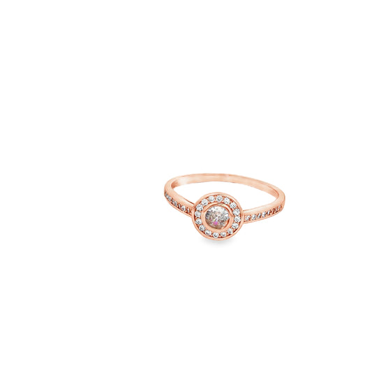 Radiant Halo rose silver Ring
