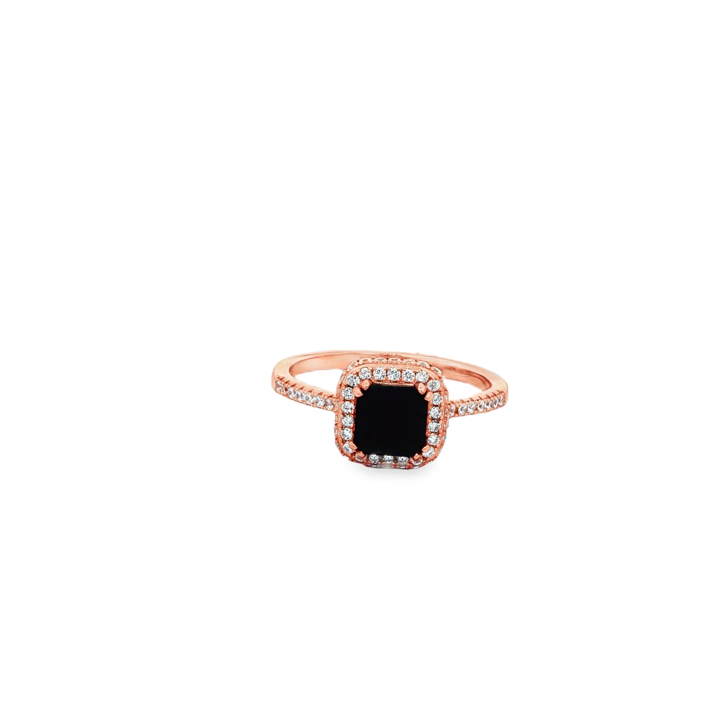 Rose silver  Black Stone Statement Ring