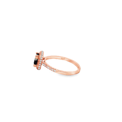 Rose silver  Black Stone Statement Ring