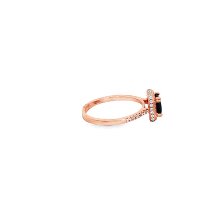 Rose silver  Black Stone Statement Ring