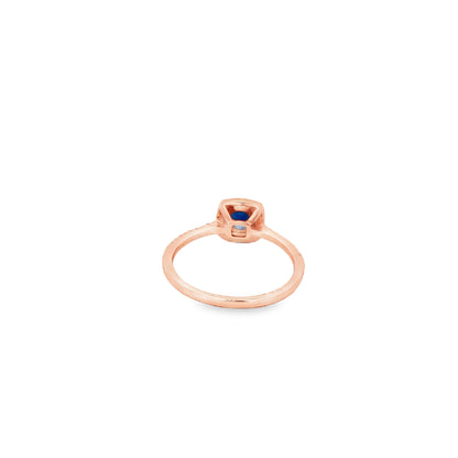 Rose silver  Blue Sapphire Halo Ring