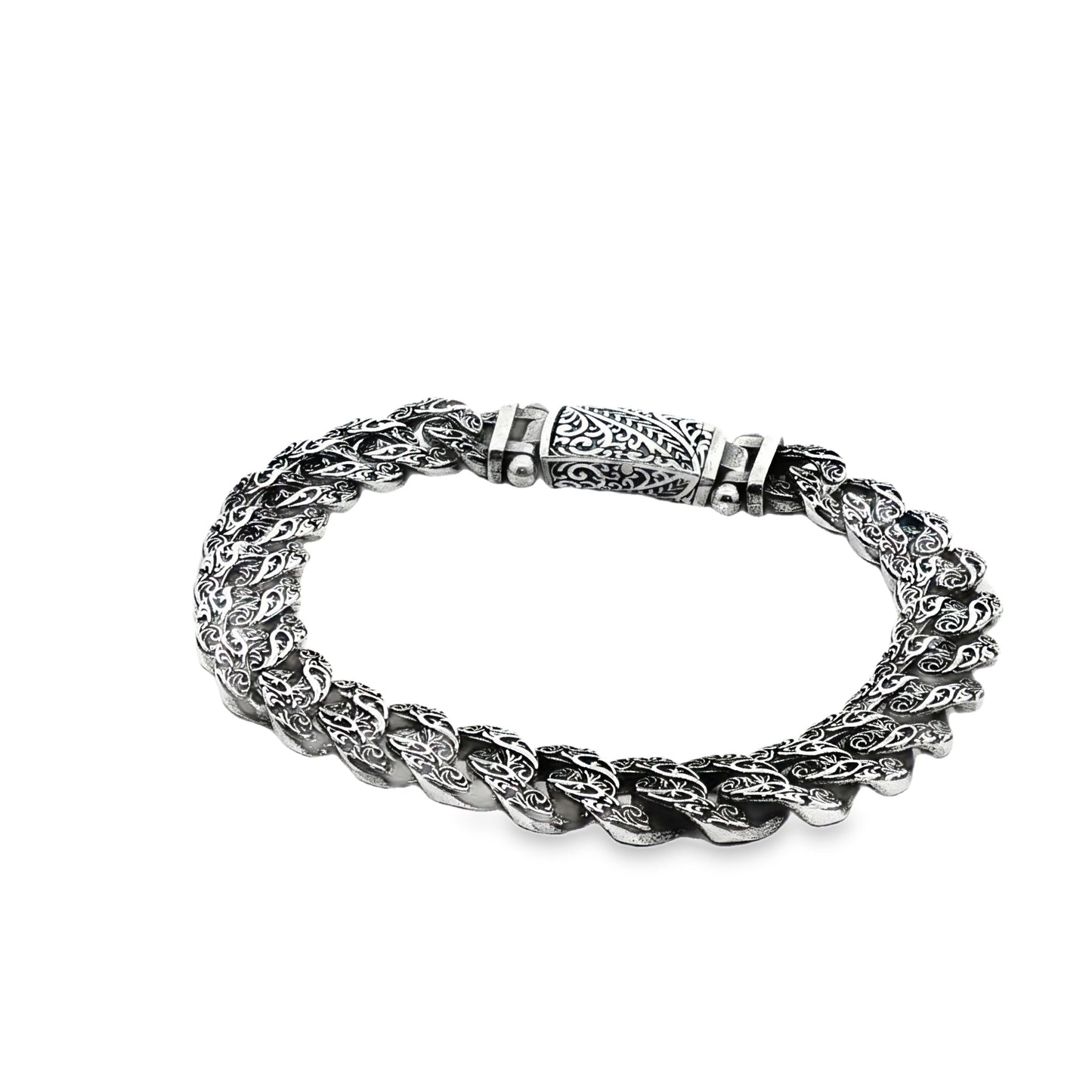 Vintage Engraved Men’s Chain Bracelet