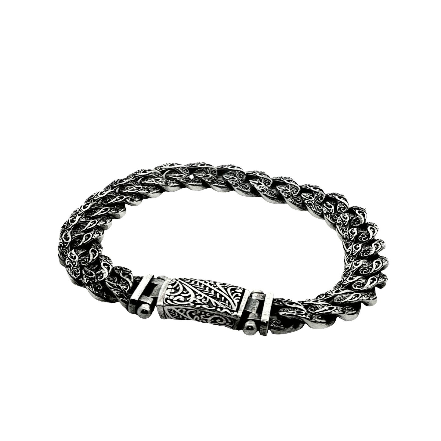 Vintage Engraved Men’s Chain Bracelet