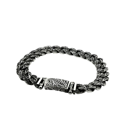 Vintage Engraved Men’s Chain Bracelet