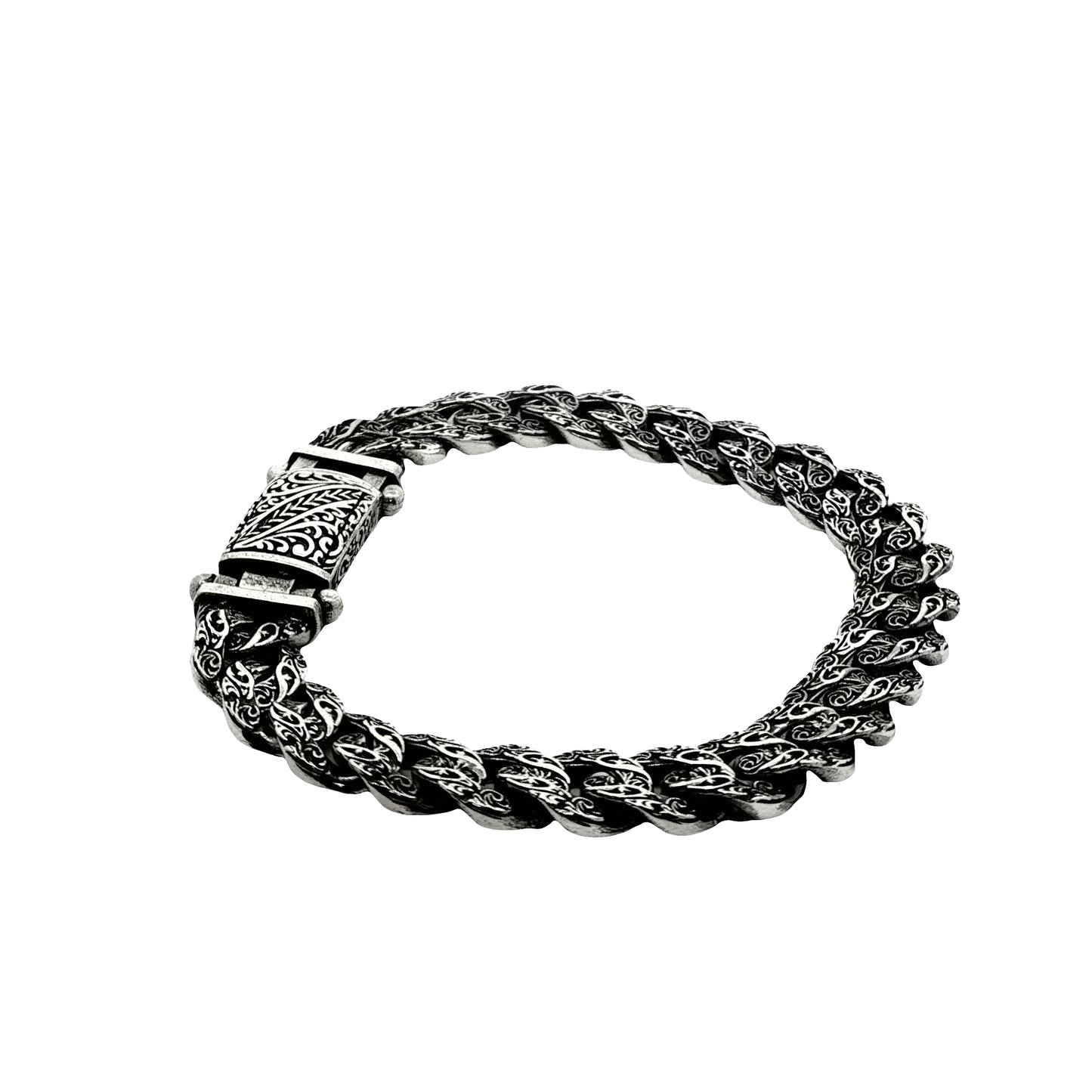 Vintage Engraved Men’s Chain Bracelet