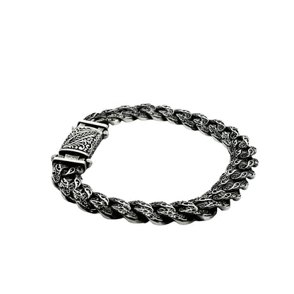 Vintage Engraved Men’s Chain Bracelet