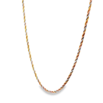 Tricolor Twisted Rope 925 Silver  Chain