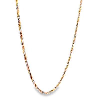 Tricolor Twisted Rope 925 Silver  Chain