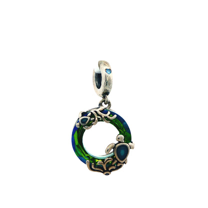 Elegant Blue &amp; Green Enamel Circle Charm