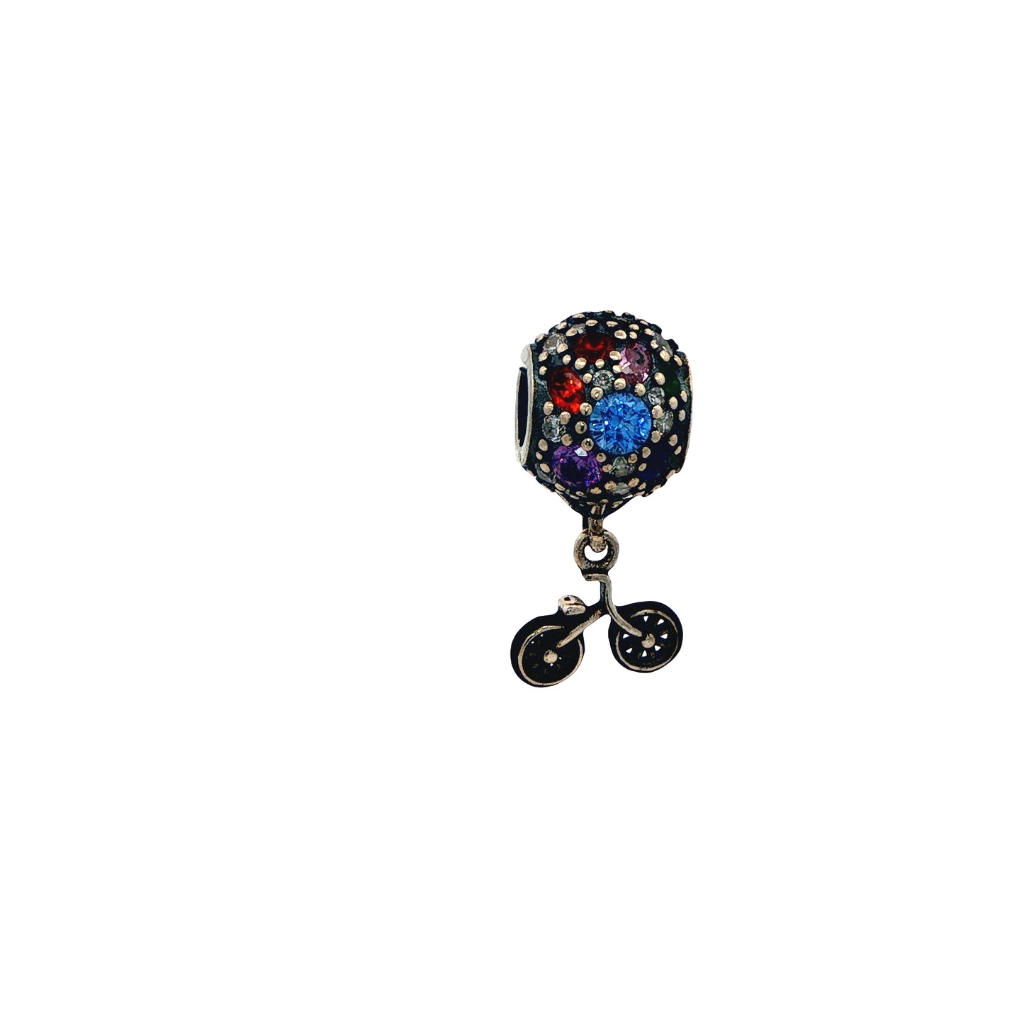Multicolor Gemstone &amp; Bicycle Charm