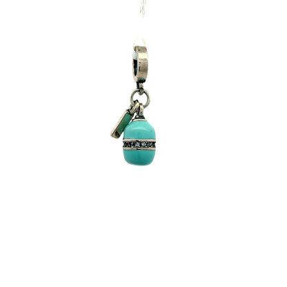 Turquoise Egg-Shaped Charm with Name Tag