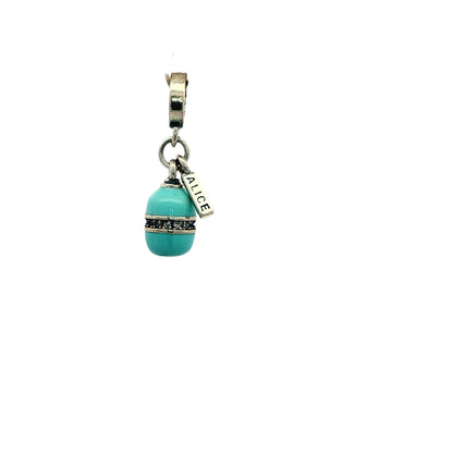 Turquoise Egg-Shaped Charm with Name Tag