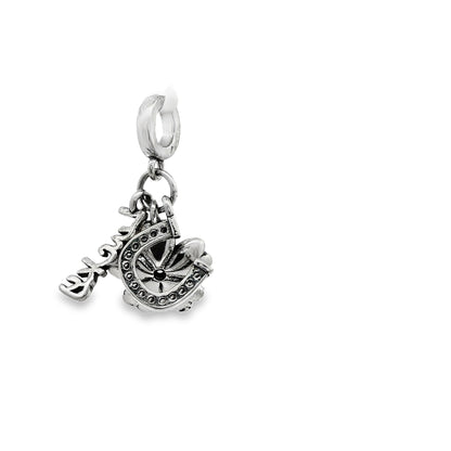 Red &amp; Pink Floral Charm with Key Accent