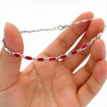 Ruby Radiance Silver Anklet