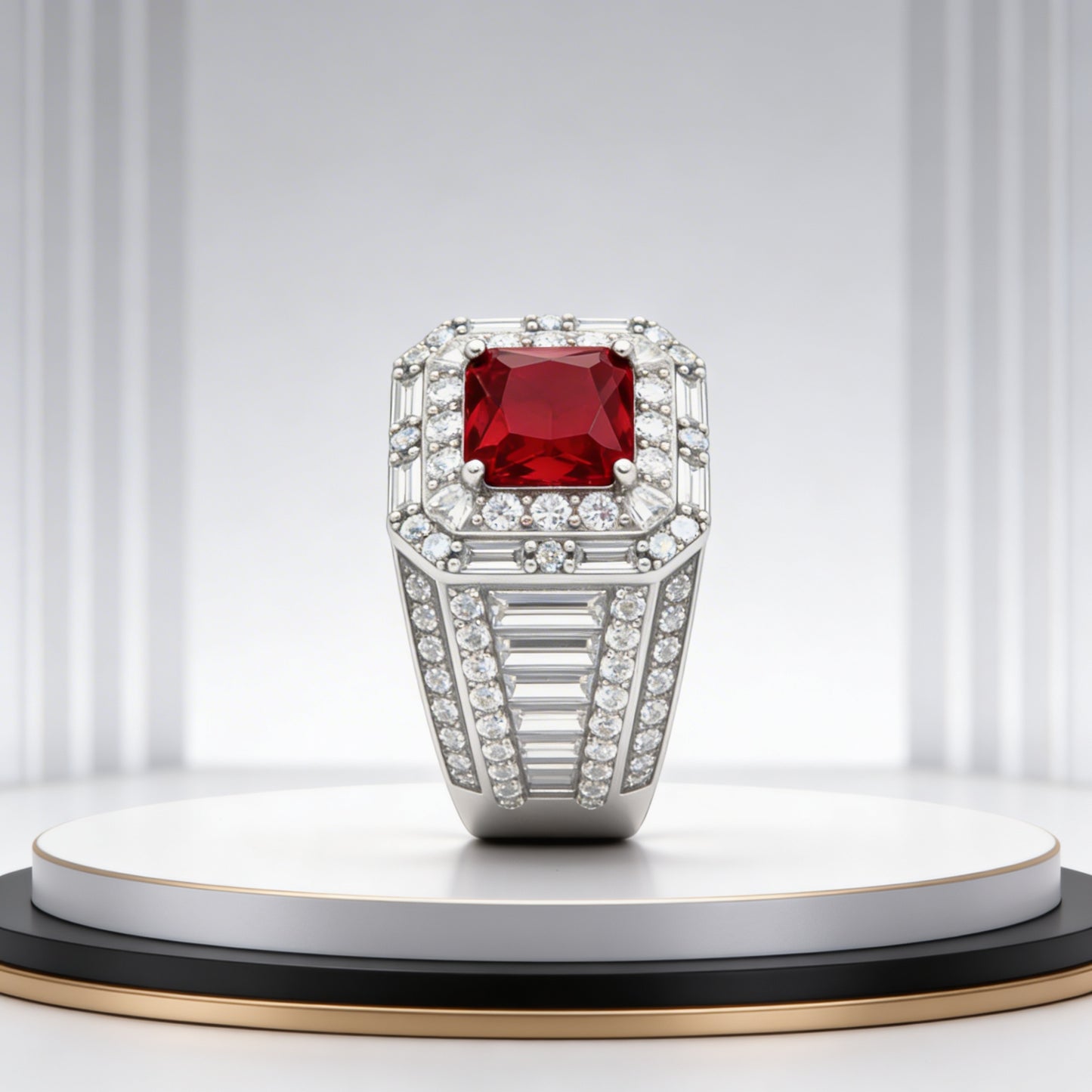 Royal Crimson Diamond Statement Ring