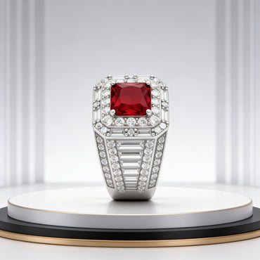 Royal Crimson Diamond Statement Ring