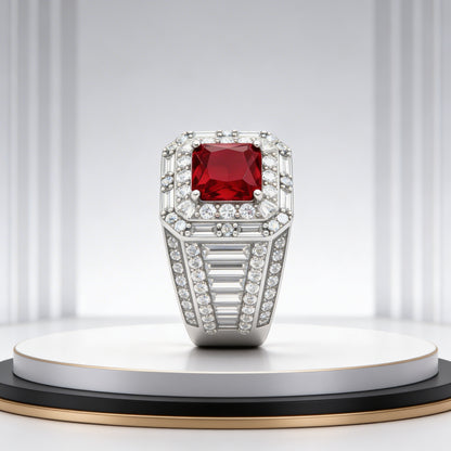 Royal Crimson Diamond Statement Ring