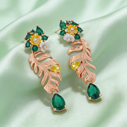 Emerald Bloom Vine Earrings