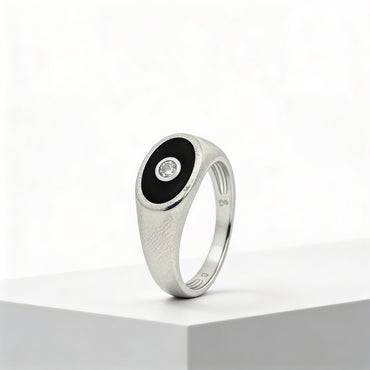 Midnight Halo Solitaire Ring