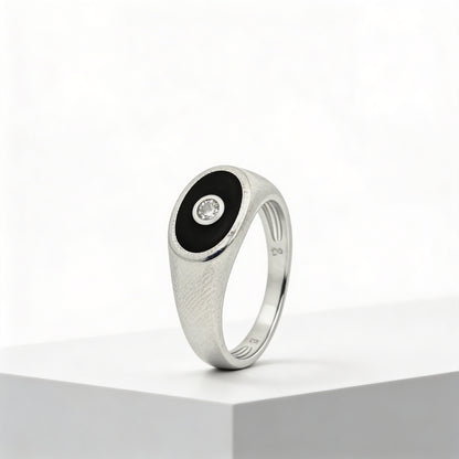Midnight Halo Solitaire Ring