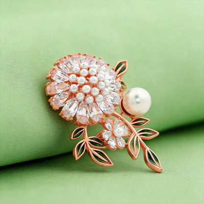 Floral Radiance Pearl Brooch
