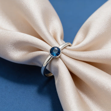Azure Solitaire Silver Ring