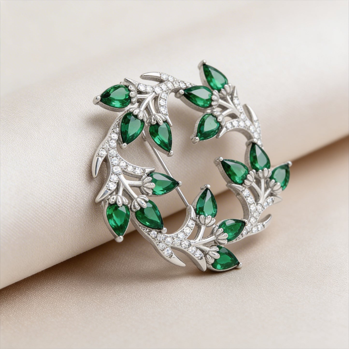 Emerald Vine Bloom Brooch