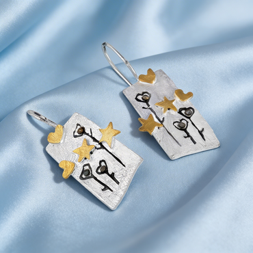 Celestial Key Charm Earrings