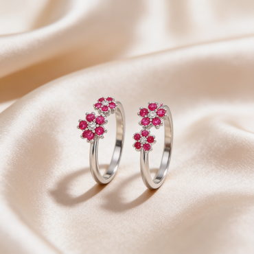 Ruby Blossom Dual Toe Ring