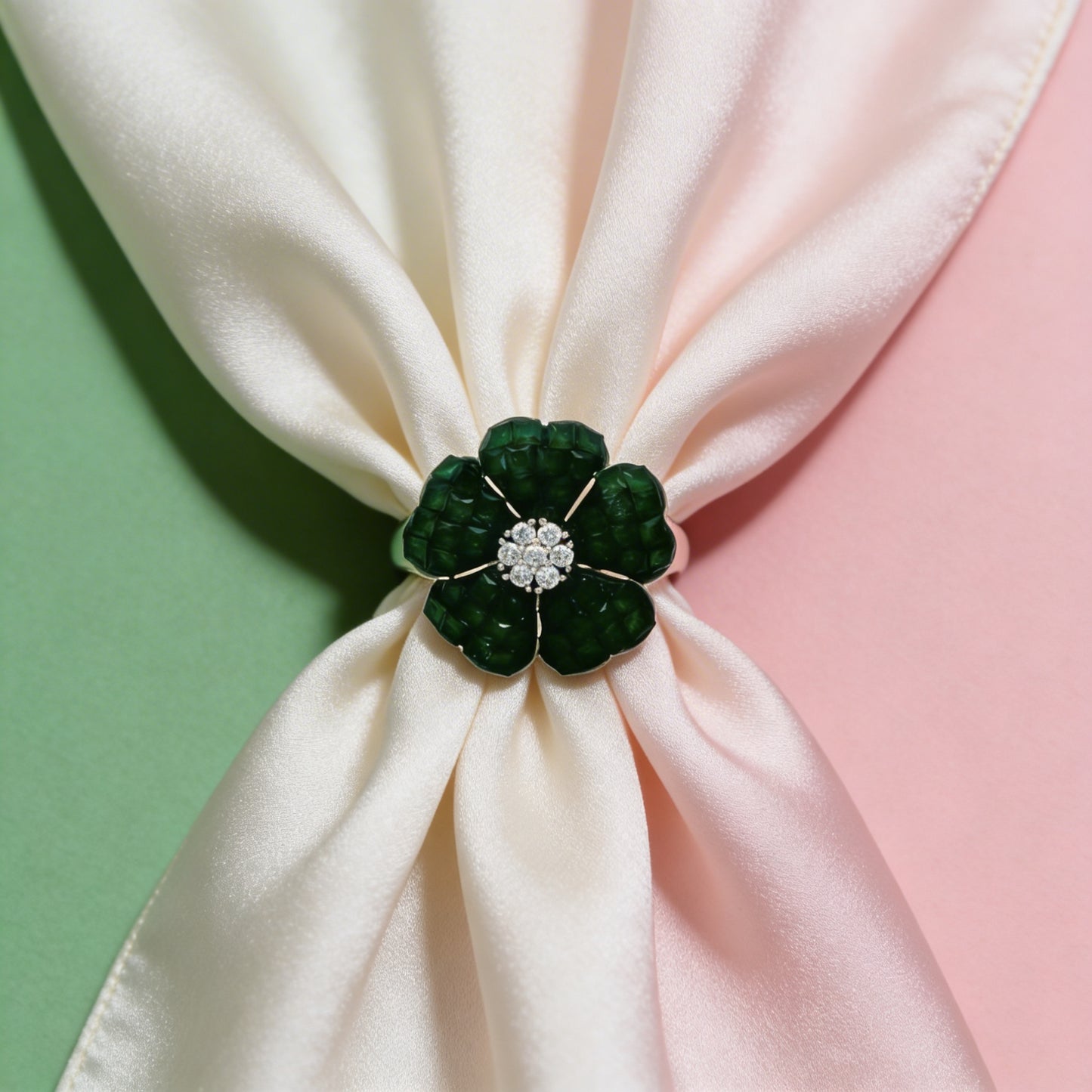 Emerald Petal Diamond Bloom Ring