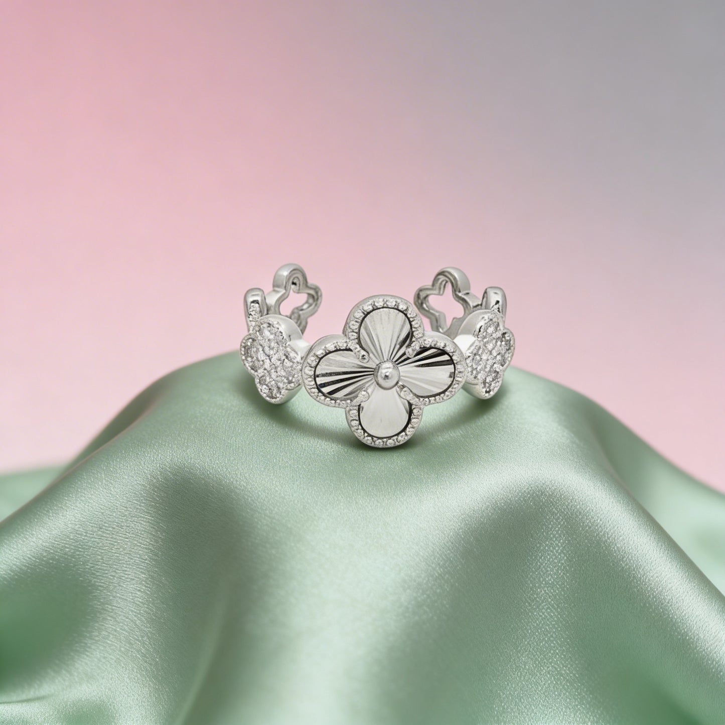 Floral Clover Charm Ring