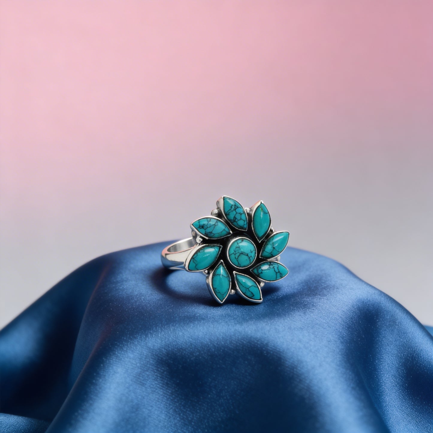 Turquoise Petal Bloom Ring