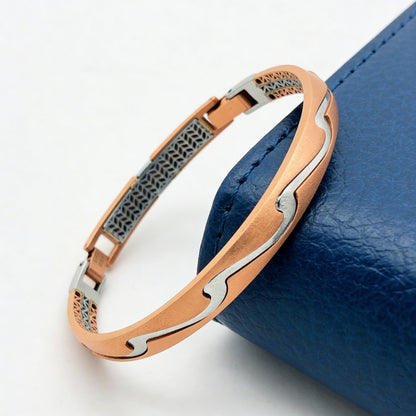 Dual Tone Wave Link Men’s Bracelet