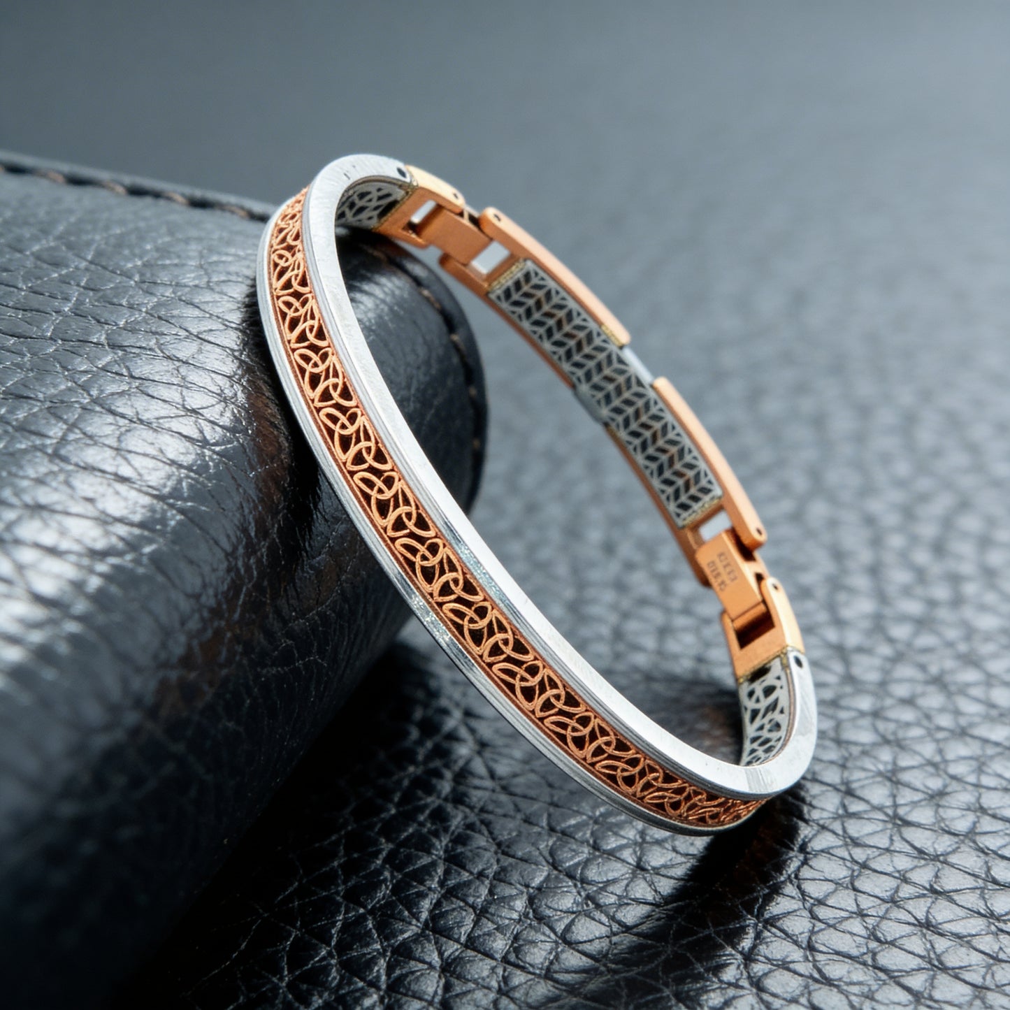 Dual Tone Filigree Classic Men’s Bracelet