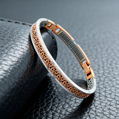 Dual Tone Filigree Classic Men’s Bracelet