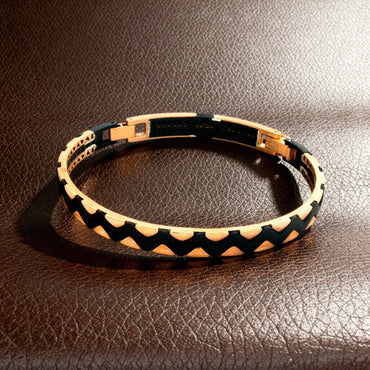 Obsidian Wave rose silver  Men’s Bracelet