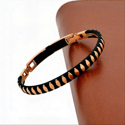 Noir Edge rose silver  Stud Men’s Bracelet
