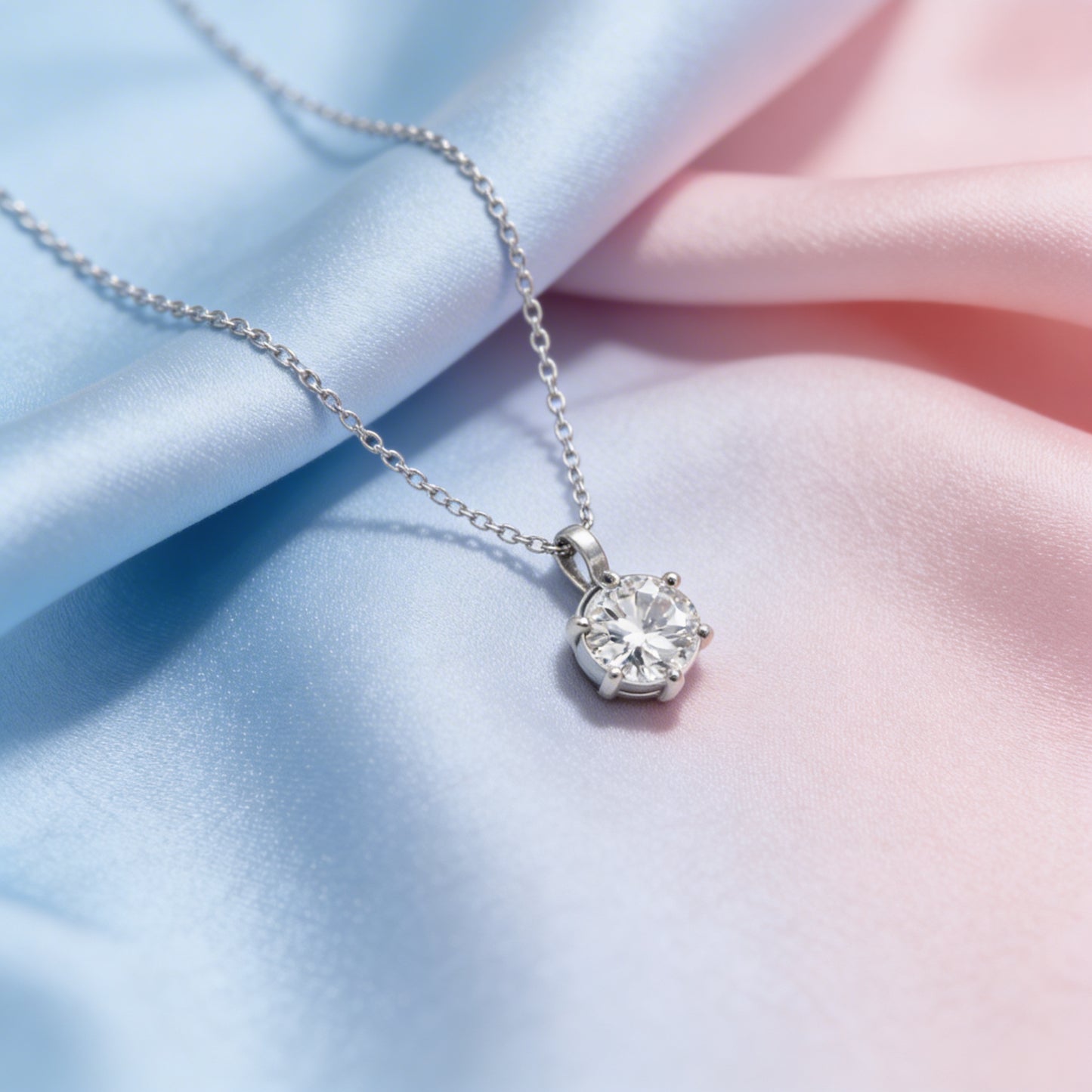 Classic Solitaire Diamond Pendant Necklace